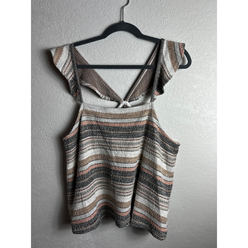 Madewell Texture & Thread Ruffle Strap Tank Top Size XL Boho Coastal NEW - Picture 5 of 12